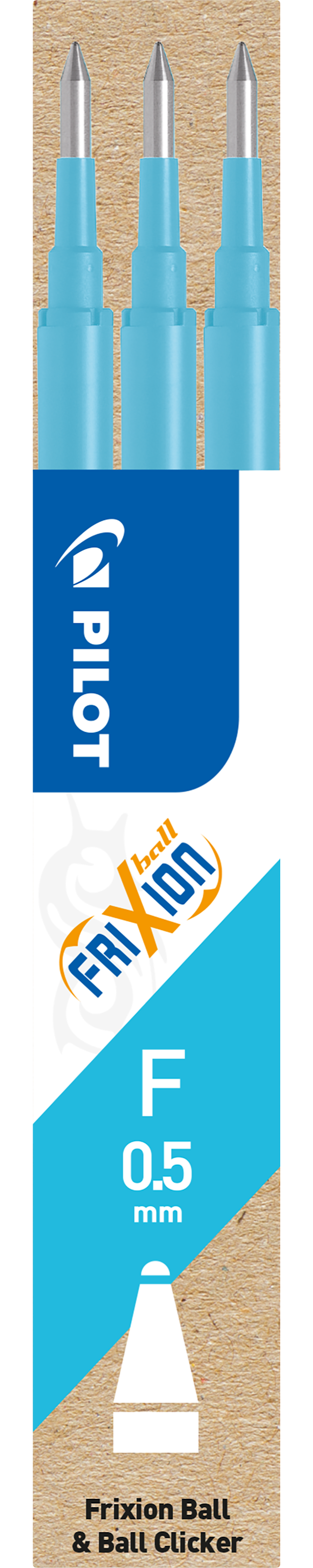 Tuotekuva 1 - Pilot Täyttöpatruuna Refill Frixion Ball Clicker 0,5 mm, vaaleansininen, 3 kpl/pakkaus
