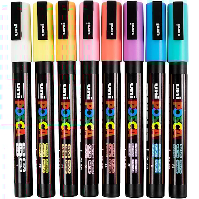 Tuotekuva 1 - Posca-tussisetti 8 Kpl Pehmeitä Värejä PC-3M-kärki 0,9–1,3 mm