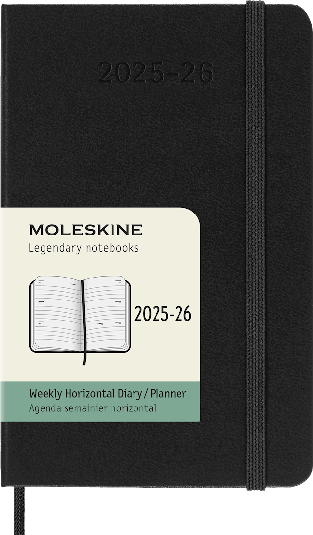 Tuotekuva 1 - Kalenteri 18 kk 25/26 Classic Hard Weekly Horizontal Pocket Musta Moleskine