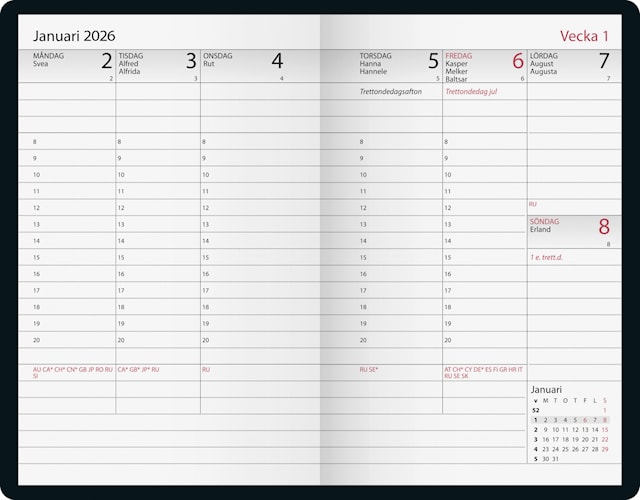Produktbild 2 för Kalender Executive 2026 Svart Almanacksförlaget
