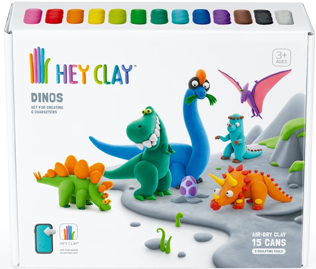 Produktbild 1 för Modellera Dinos 15-pack lufttorkande Hey Clay