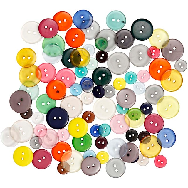 Tuotekuva 1 - Nappit, halk. 12+18+20 mm, värilajitelma, 50 g, 100 kpl/ 1 pkt