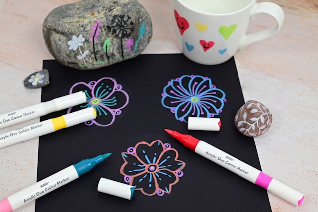 Produktbilde 3 for Akrylpenn Dobbelspiss 12 farger 6-pack Sense