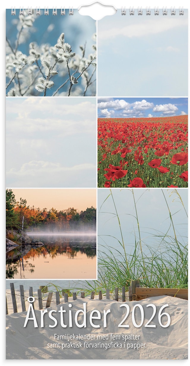 Produktbilde 1 for Familjekalender 2026 Årstider 220x430 mm Burde