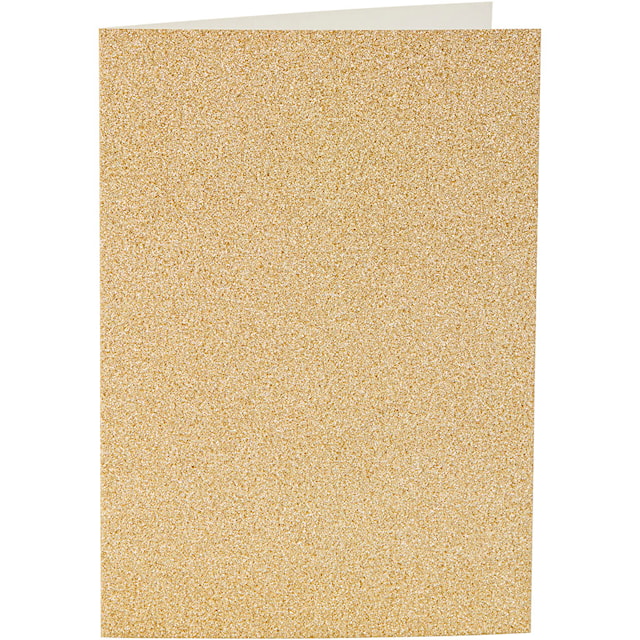 Tuotekuva 2 - Korttipohja & kirjekuori, kortin koko 10,5x15 cm, kirjekuoren koko 11,5x16,5 cm, kimalle, 120+250 g, kulta, 4 set/ 1 pkt