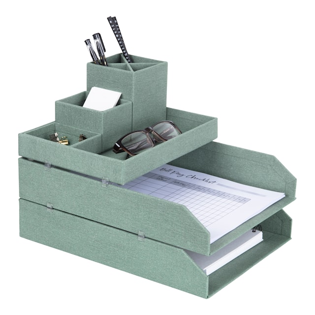 Produktbild 5 för Brevkorg Stapelbar Soft Teal 2-pack Bigso Box of Sweden