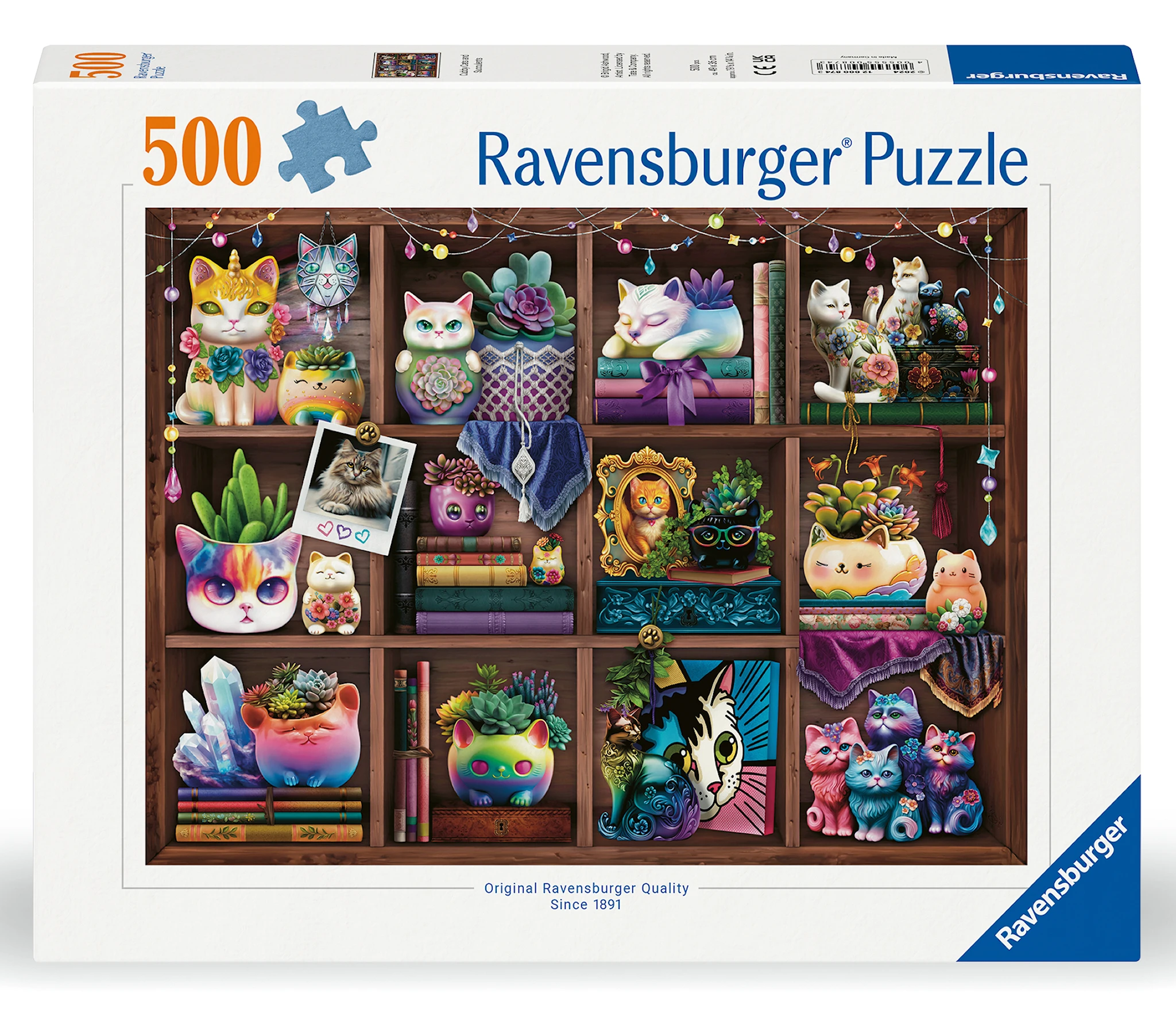 Produktbilde for Puslespill Cubby Cats and Succulents 500 brikker, Ravensburger