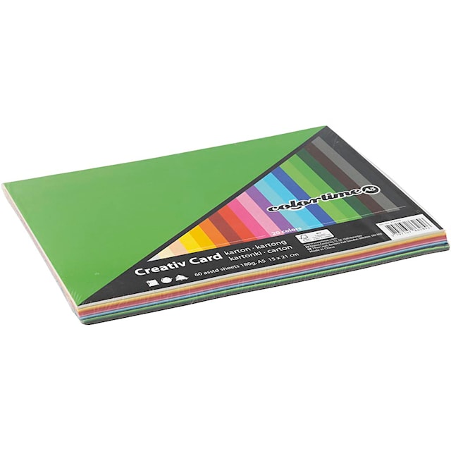 Tuotekuva 2 - Värillinen kartonki, A5 148x210 mm, 180 g, värilajitelma, 60laj