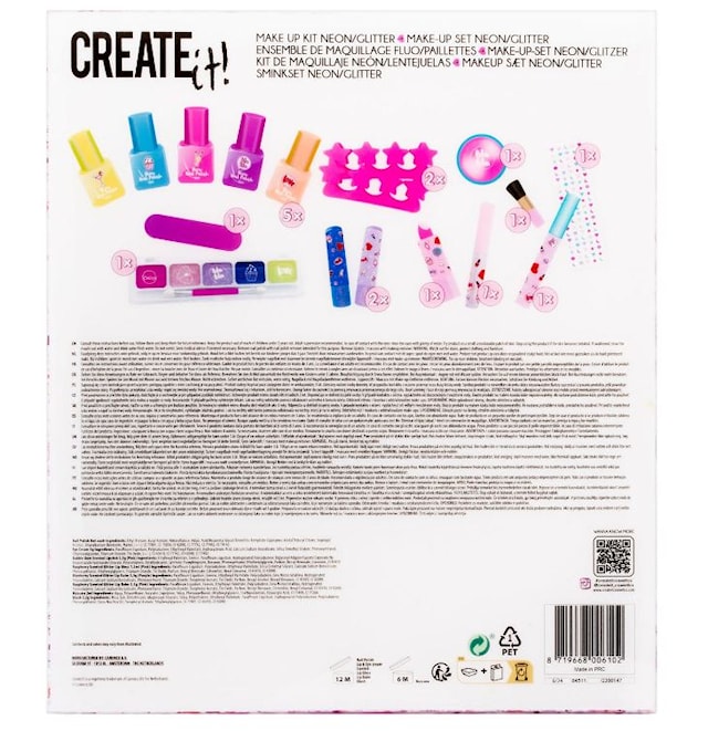 Produktbilde 3 for Create it! Sminke sett Neon/Glitter 17 Deler