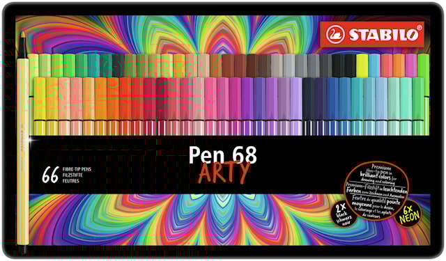 Fiberpenn Pen 68 ARTY 66-pk i metalletui Stabilo