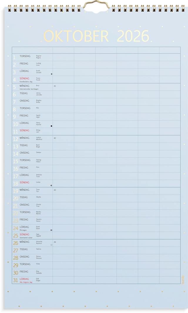 Tuotekuva 2 - Familjekalender 2026 Color 250x410 mm Burde