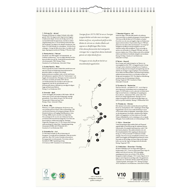 Produktbild 2 för Väggkalender Svenska fyrar 2026