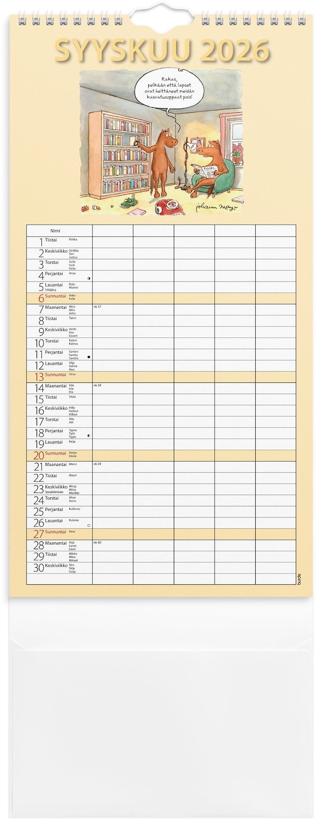 Produktbild 3 för Perhekalenteri 2026 Hauska paperitaskulla 220x430 mm Burde