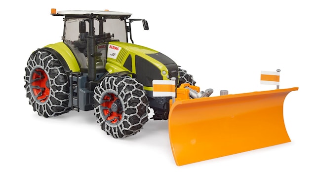 Produktbild 1 för Claas Axion 950 med snökedjor och plogblad Bruder