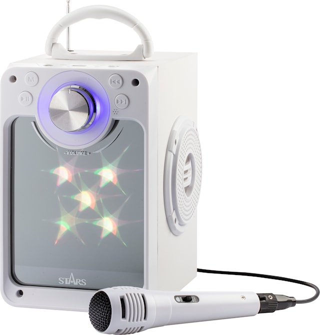 Produktbild 2 för Karaoke Machine with Bluetooth Disco LED Light White Stars