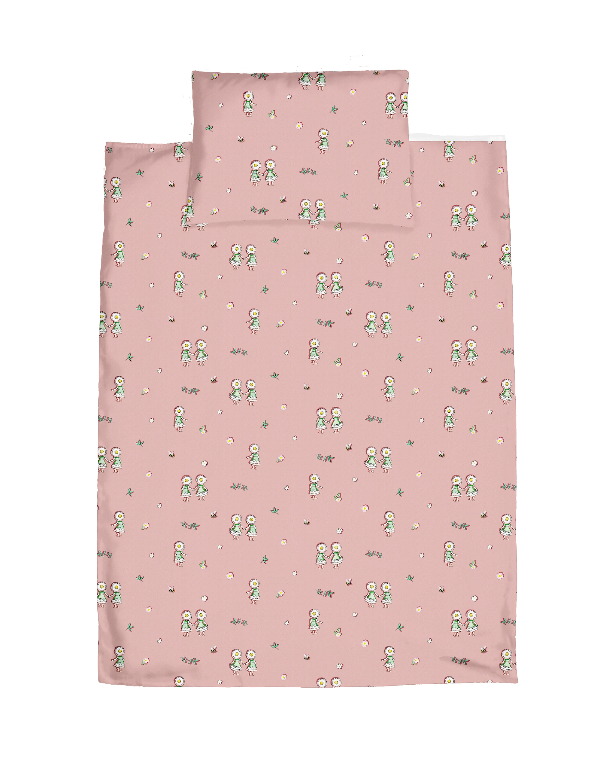 Produktbilde for Beskow Blomsterfesten Påslakansett Vogn/vugge Rosa Rätt Start