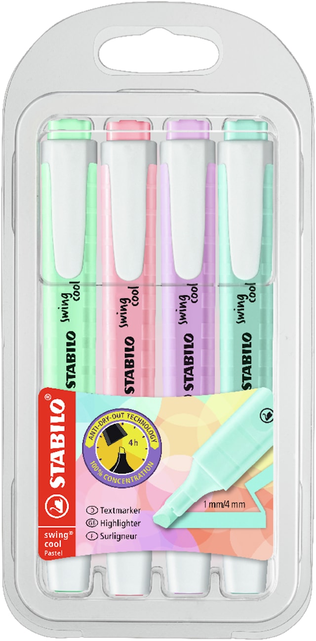 Produktbild 1 för Överstrykningspennor Swing Cool 4-pack STABILO
