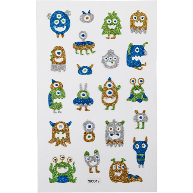 Produktbilde 1 for Glitterstickers, romvesener, ark 10x16 cm, 1 ark