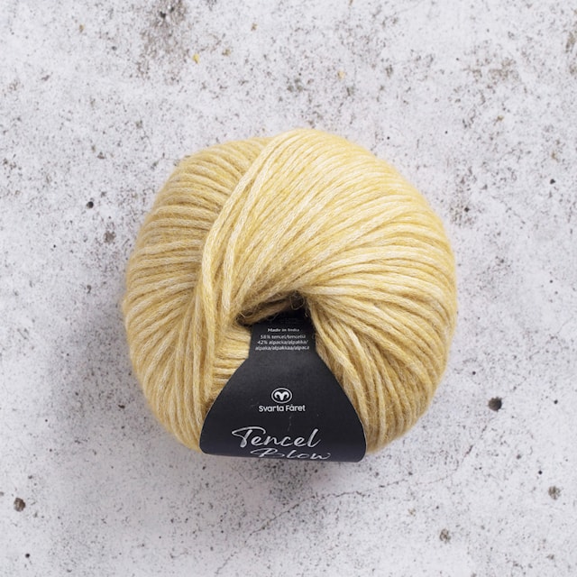 Tencel Blow Alpacka mix garn 50g Nacho Yellow 031 Svarta Fåret