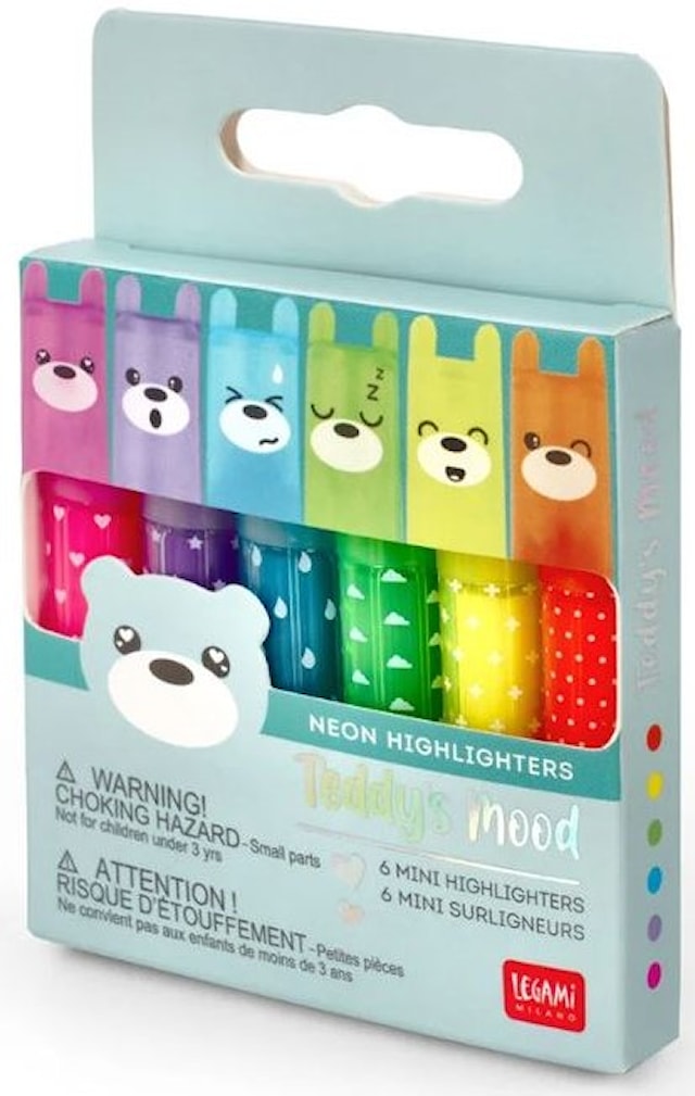 Produktbild 1 för Överstrykningspennor Mini Teddy's Mood 6-pack Legami