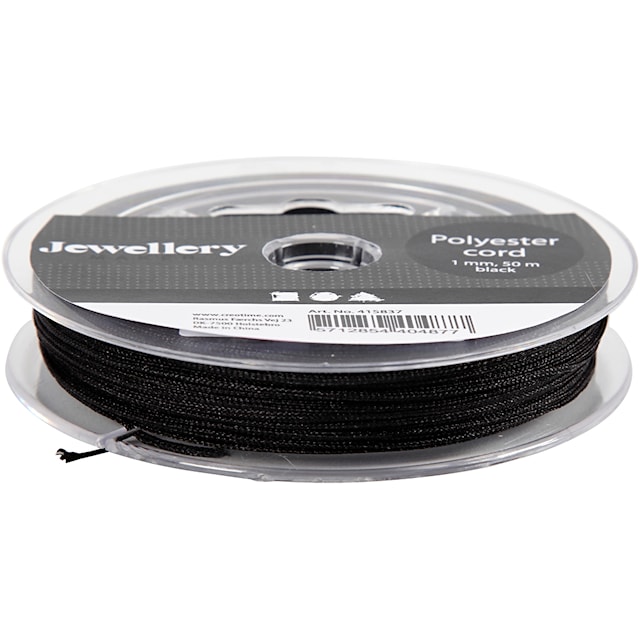 Produktbilde 2 for Polyester-snor, tykkelse 1 mm, svart, 50 m/ 1 rl.