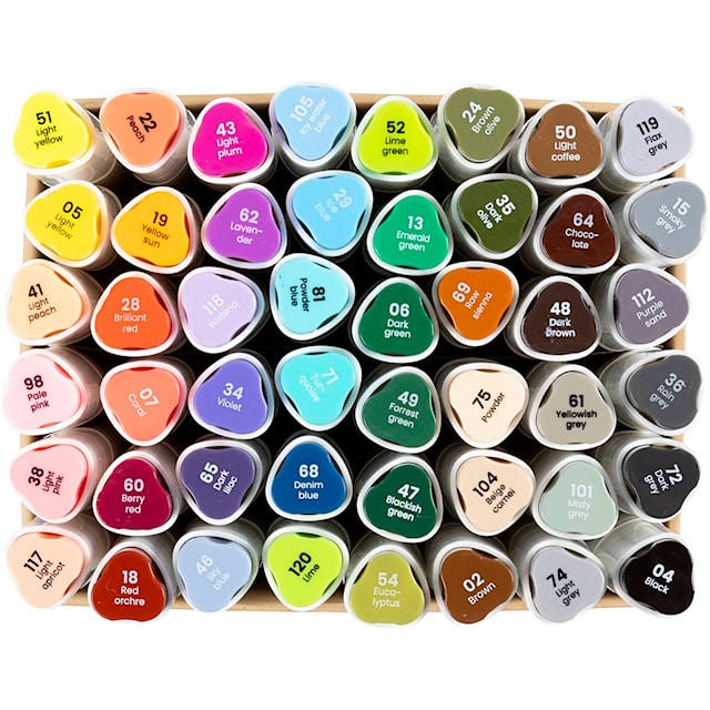 Produktbild 4 för Illustration Markers Dubbelsidiga Standardfärger 48-pack Creativ Company