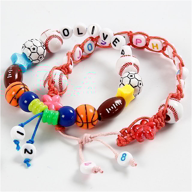 Produktbilde 1 for Sportsperler, str. 11-15 mm, hullstr. 3-4 mm, ca. 55 stk., ass. farger, 45 g/ 1 pk.