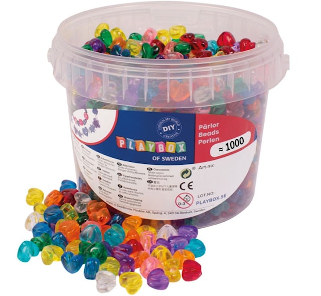 Produktbilde 2 for Perler Hjerter 10x12mm ca 1000 stk Playbox