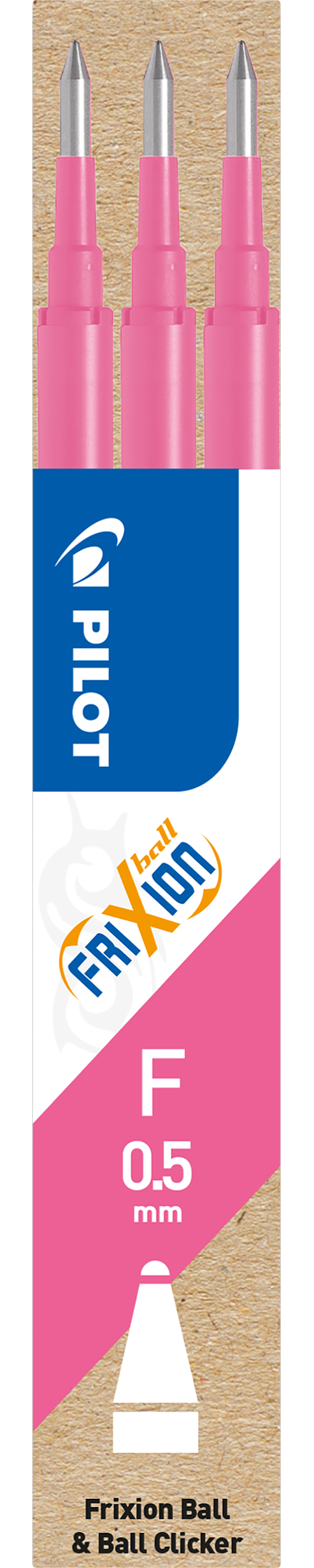 Produktbilde 1 for Patron Refill Frixion Ball Clicker 0,5 mm Rosa 3 stk. Pilot
