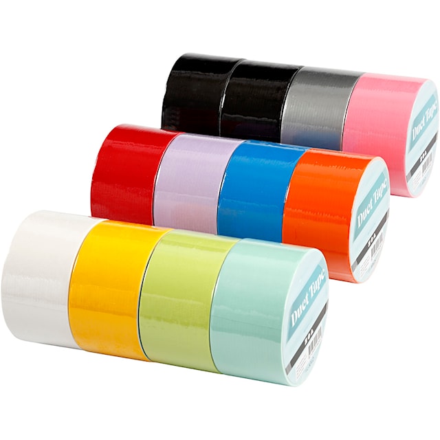 Produktbilde 2 for Gaffatape, Ensfarget, B: 48 mm, ass. farger, 12x5 m/ 1 pk.