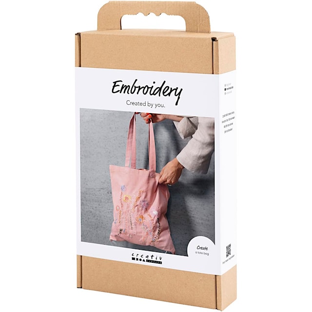 Produktbild 3 för DIY Kit Broderi Textilkasse mjukrosa 1 förp.