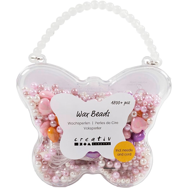 Produktbilde 3 for Voksperler, hullstr. 1,3-2,5 mm, ca. 1800+ stk., pastellorange, soft rosa, lys lilla, perlemor, 127 g, 1 pk.