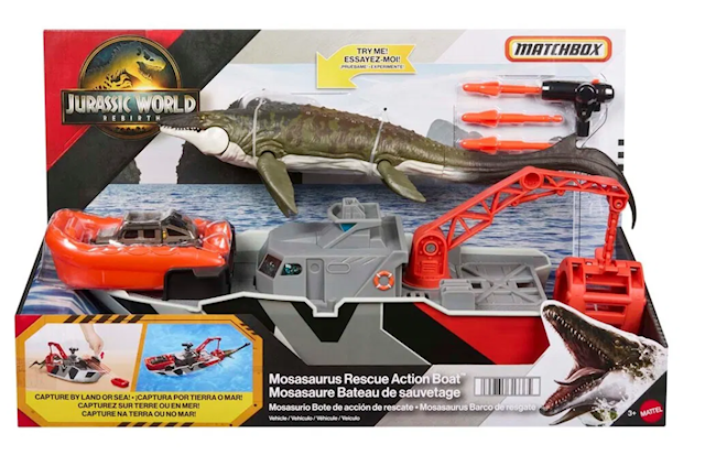 Produktbild 1 för Jurassic World Rebirth Mosasaurus Räddningsbåt