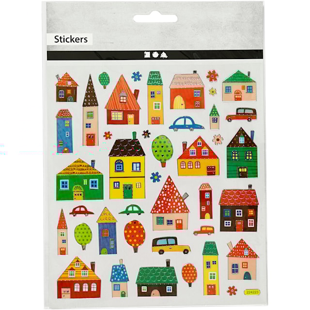 Produktbilde 2 for Klistremerker, byliv, ark 15x16,5 cm, 1 ark