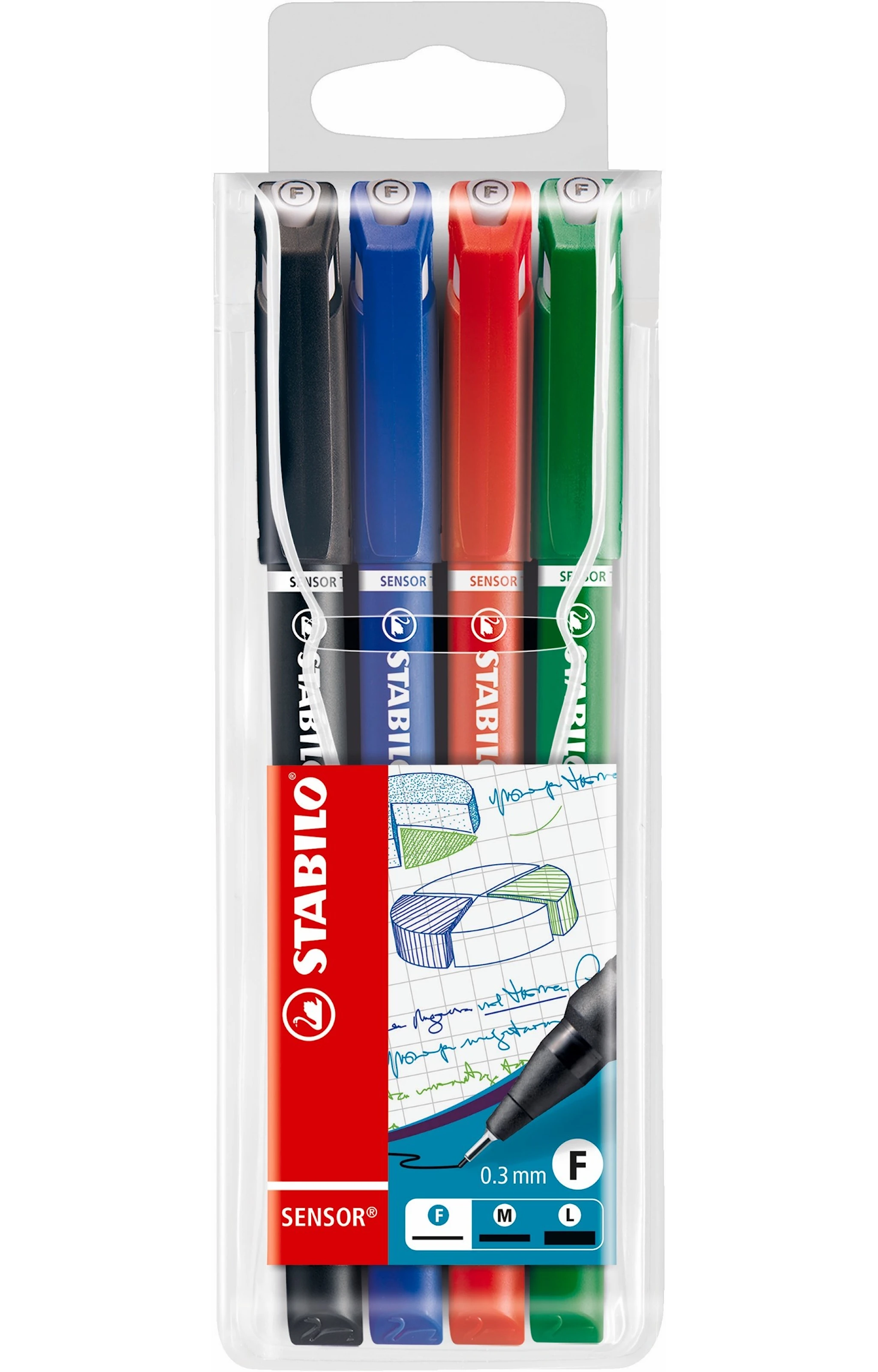 Produktbild för Fineliner Sensor 0,3 mm 4-pack STABILO