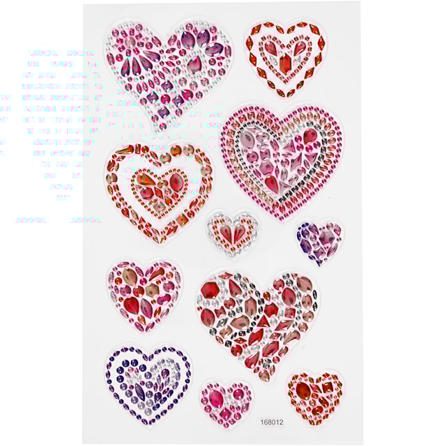 Produktbilde 1 for Diamond stickers, hjerter, ark 10x16 cm, 1 ark