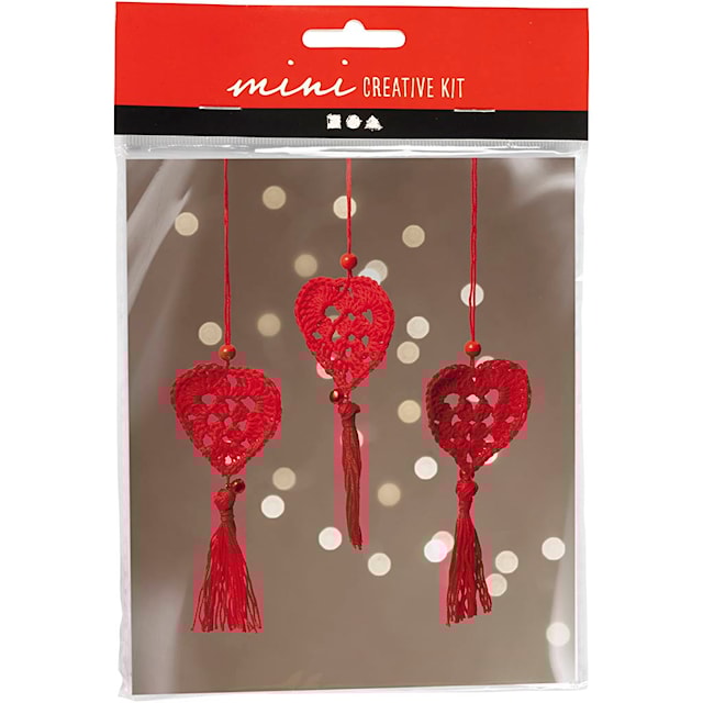 Produktbild 1 för Mini DIY Kit Virkning, Hjärtan, 1 förp.