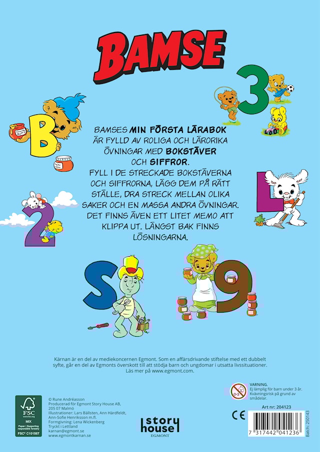 Produktbild 3 för Bamse "Min första lärabok" Kärnan