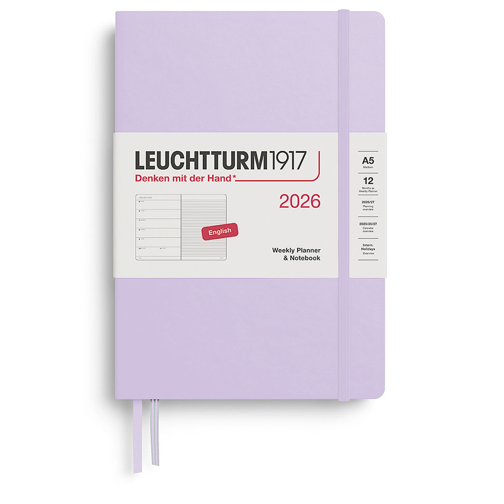 Tuotekuva ille Weekly Planner & Notebook 2026 A5 Lilac Leuchtturm1917