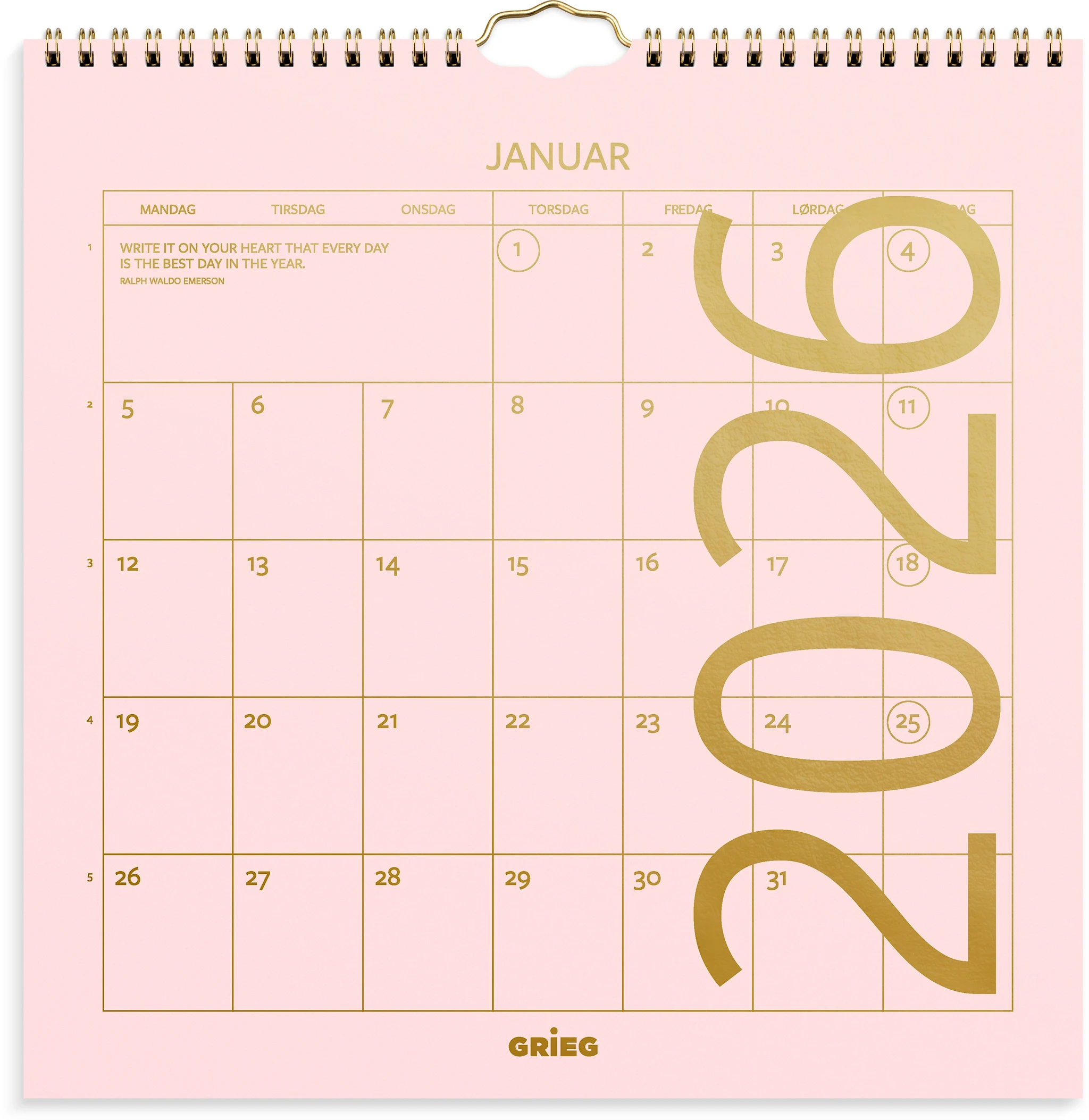 Produktbilde for Veggkalender 2026 Color Rosa 300x300 mm GRIEG