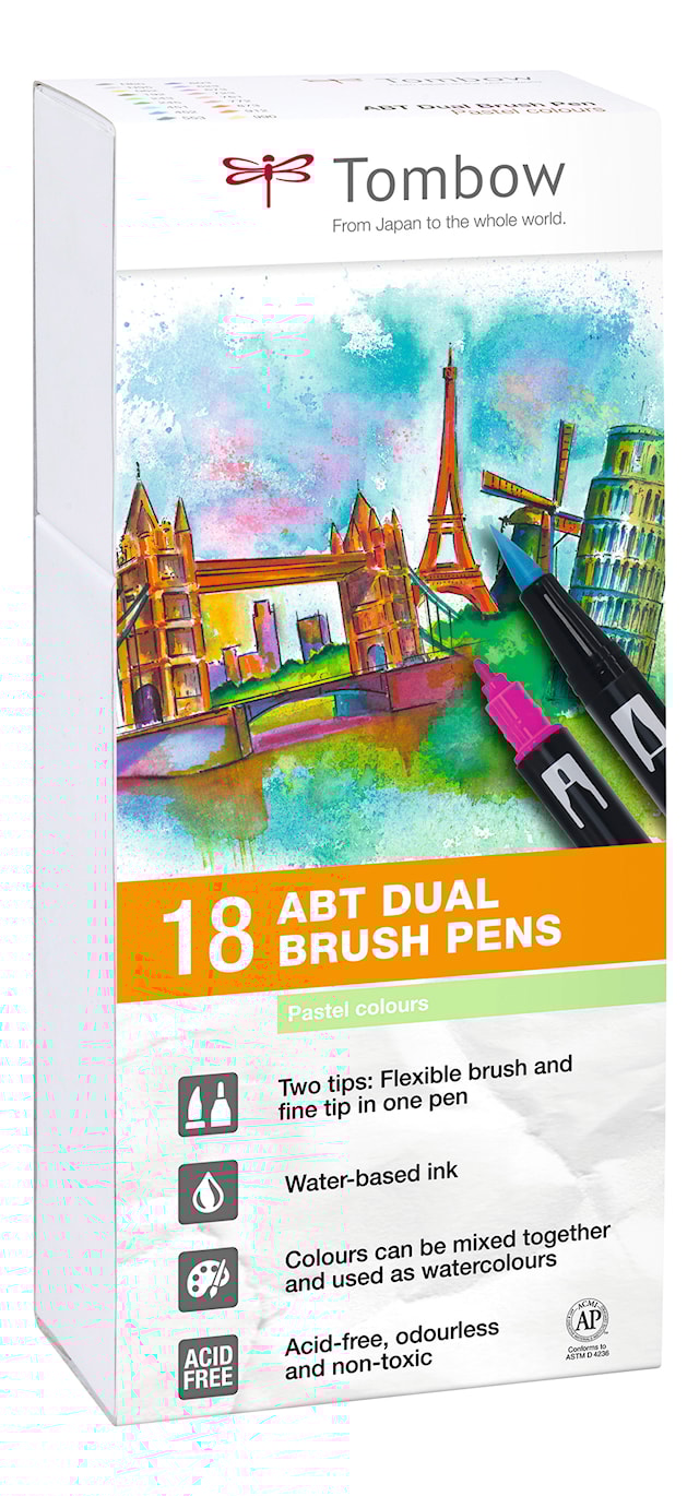 Tuotekuva 2 - Tombow ABT Dual Brush 18P-5, pastellivärit
