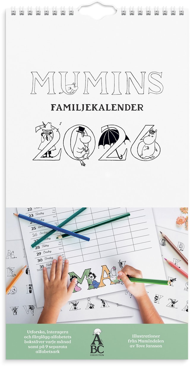 Produktbild 1 för Familjekalender 2026 Mumin 220x430 mm Burde
