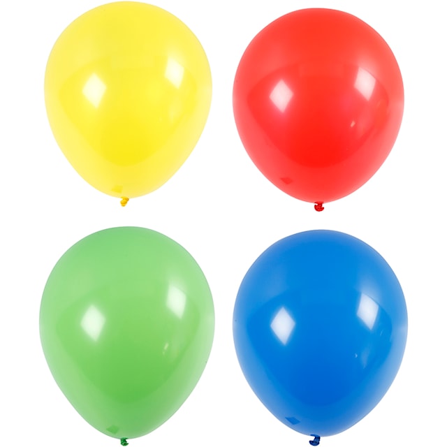 Produktbilde 1 for Ballonger, Stor, dia. 41 cm, blå, grønn, rød, gul, 4 stk./ 1 pk.