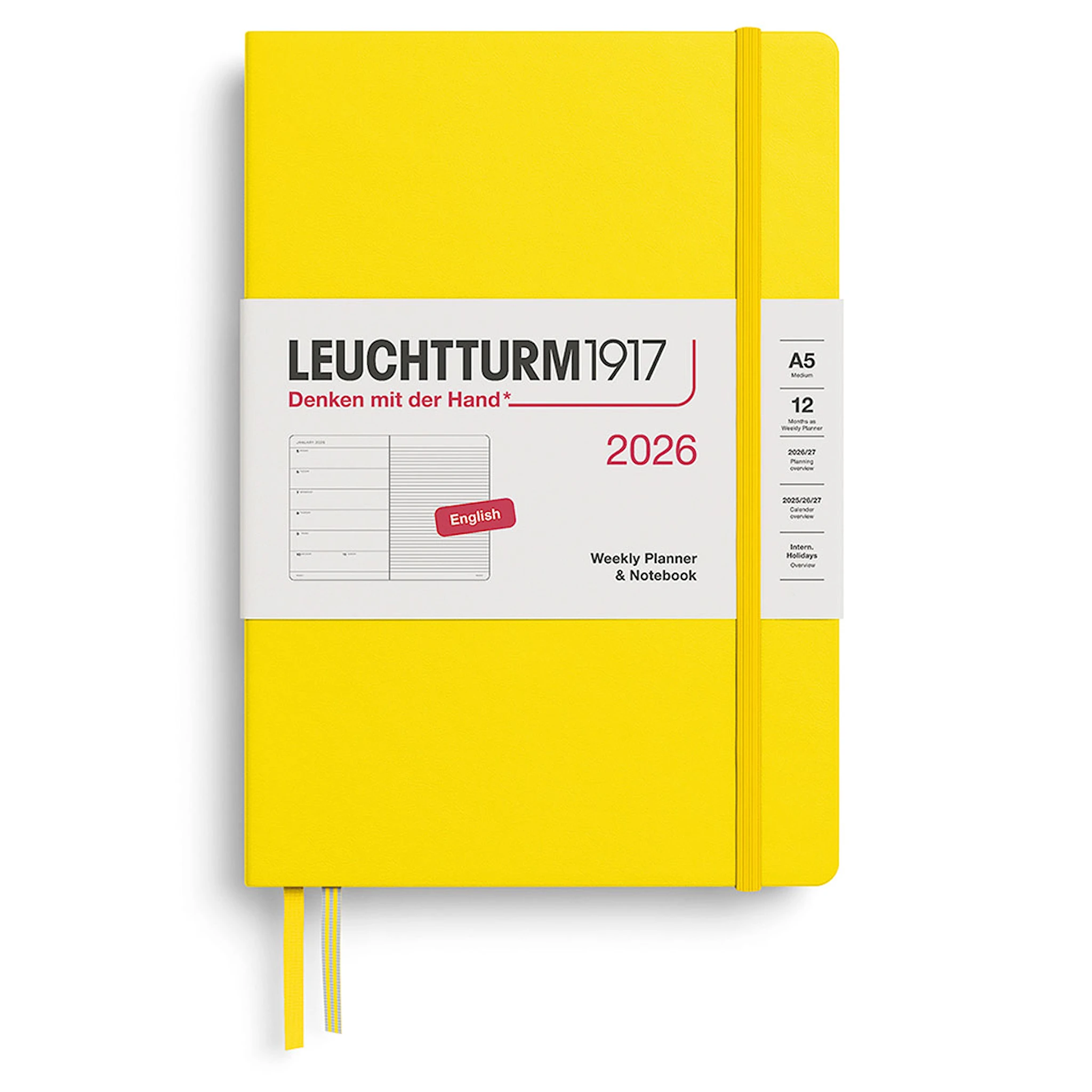 Tuotekuva ille Weekly Planner & Notebook 2026 A5 Lemon Leuchtturm1917