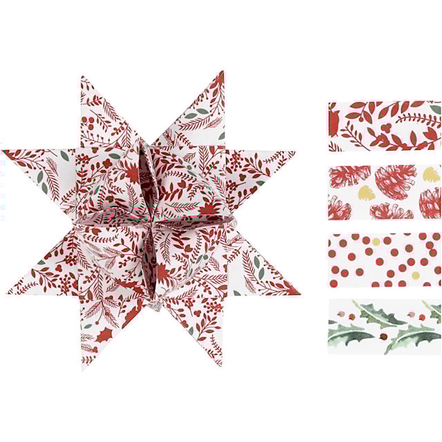 Produktbild 6 för Stjärnstrimlor olika design röd och vit + metallfolie 48 strimlor