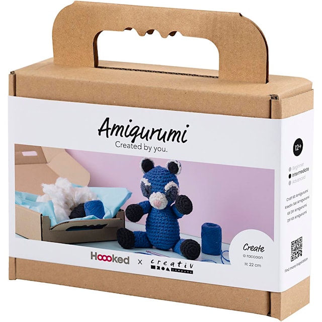 Produktbild 3 för DIY Kit Amigurumi Raccoon svart & blå 1 förp