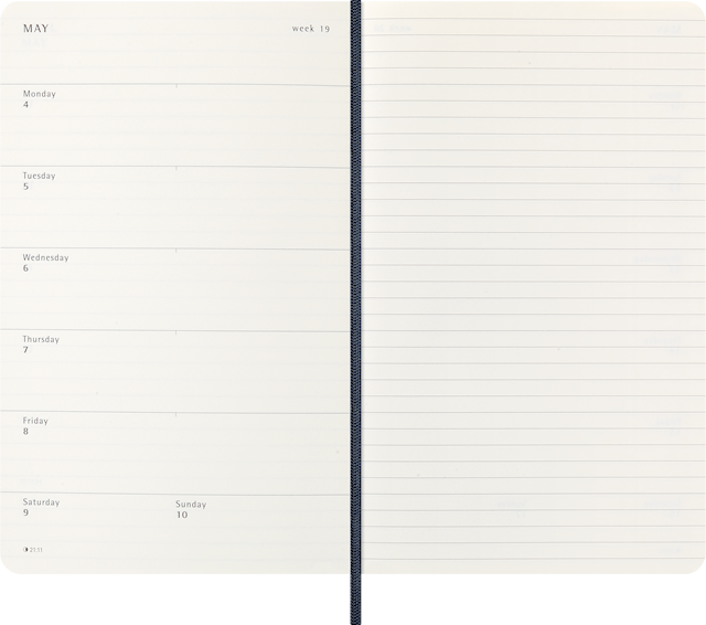 Tuotekuva 4 - Kalenteri 2026 Classic Soft 12M Week Note Large Sapphire Blue Moleskine