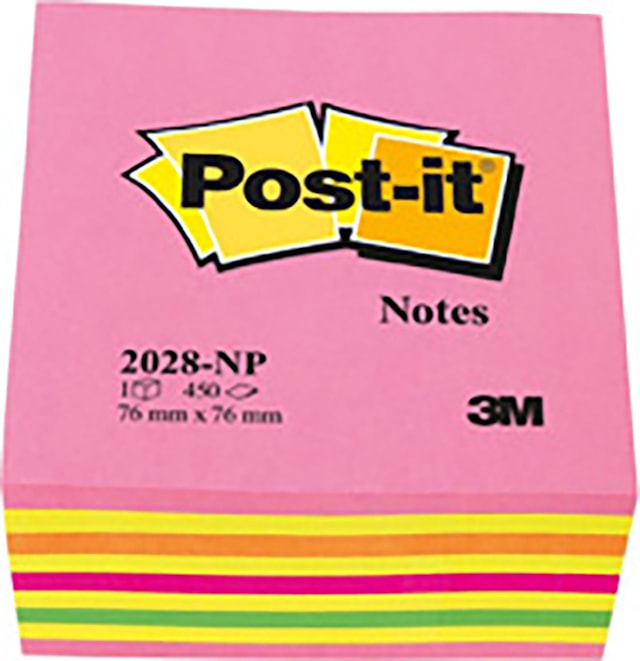 Post-it Notater 76x76 mm Neon Rosa/Gul 450 ark 3M