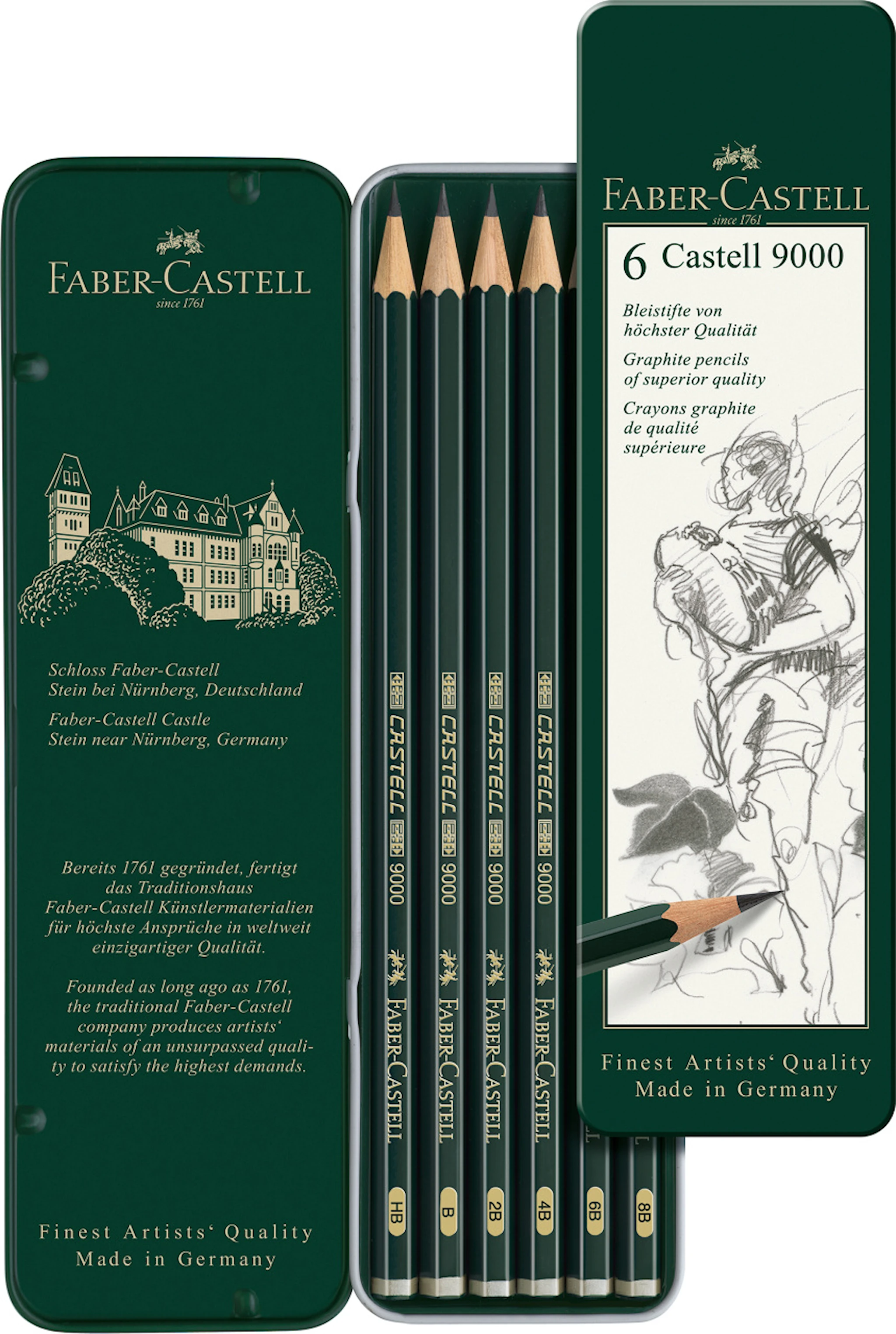 Tuotekuva ille 9000 Lyijykynä 6S Metallirasiassa Faber-Castell