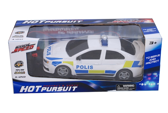 Radiostyrt politibil, 22 cm, Hvit/Blå
